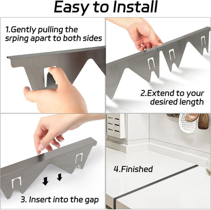 Stainless Steel Stove Gap Covers (2 Pack), Stove Gap Filler, Stove Counter Gap Guards for Kitchen, Range Trim Kit, Easy Clean with Heat Resistant, Adjustable Length 13.8” to 27.6”, Width 0.79"