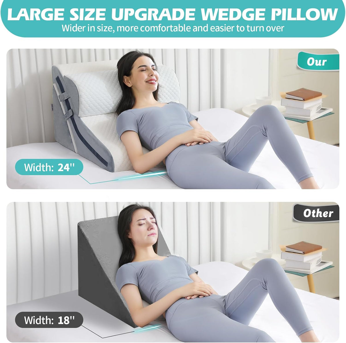 Simpledad Wedge Pillow for Sleeping, Orthopedic Bed Wedge Pillow Set