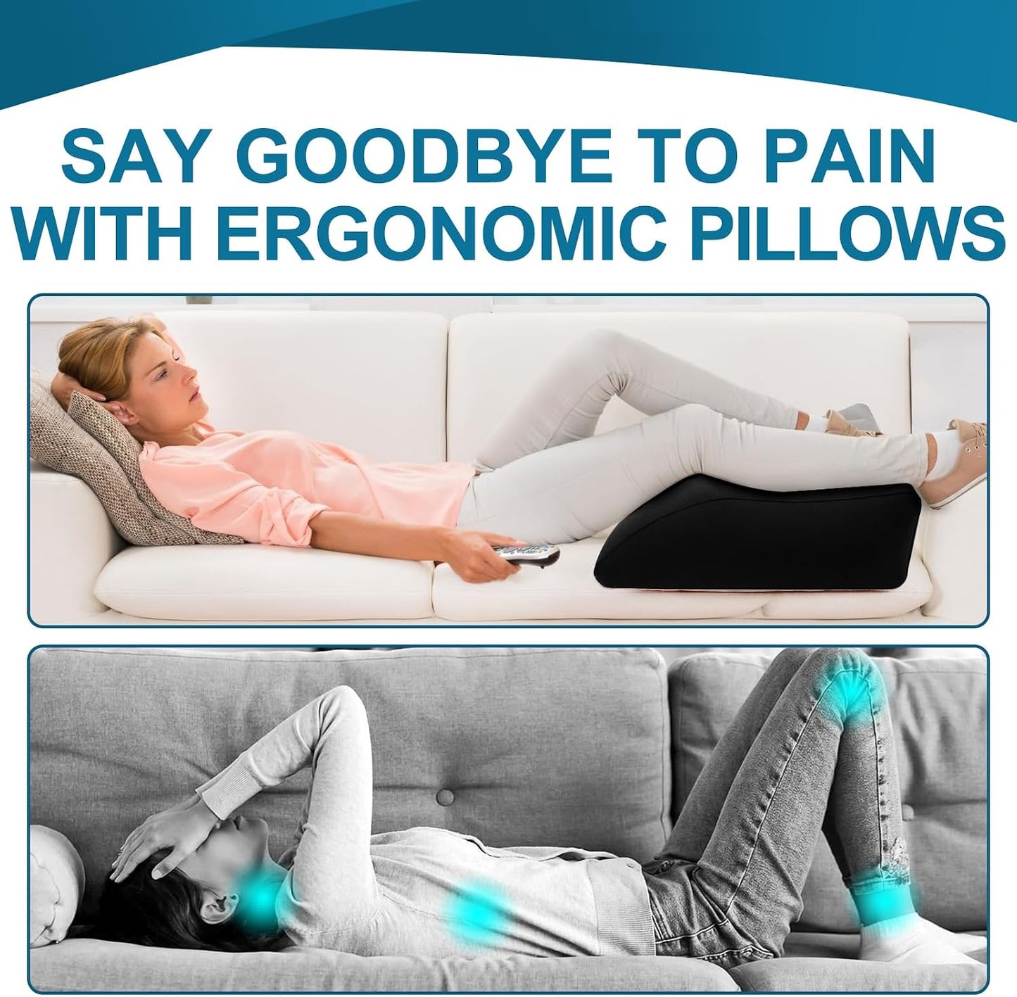 Inflatable Leg Elevation Pillow, Wedge Pillow for Sleeping, Portable Wedge Pillow, Improve Circulataion and Reduce Swelling, for Sleeping, Recovery, Pregnant (Grey)