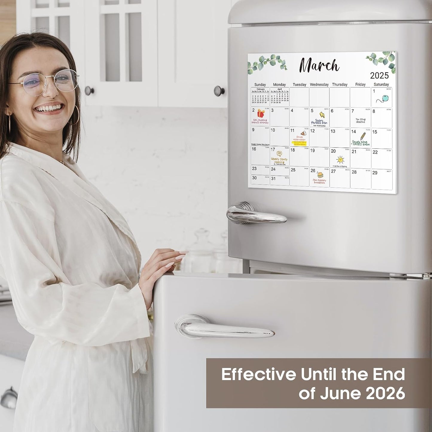 2026-2027 Magnetic Calendar for Refrigerator, Apr 2026-Dec 2027 | 21-Month Fridge Calendar 2026-2027 for Home Planning, Scheduling and Easy Organization, Greenery