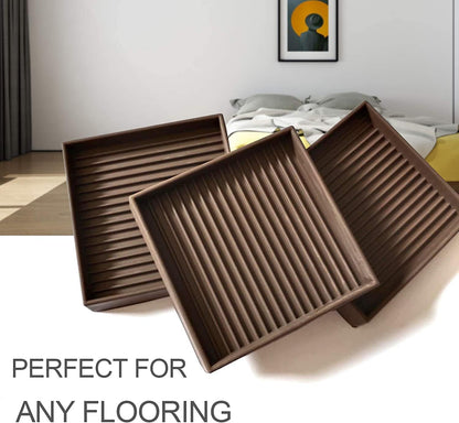 Furniture Coasters 4 Pcs 4” Furniture Caster Cups - Non Slip Furniture Pads Hardwoods Floors - Non Skid Grippers Rubber Furniture Feet Anti Slide Floor Protector for Bed Couch Stoppers Black