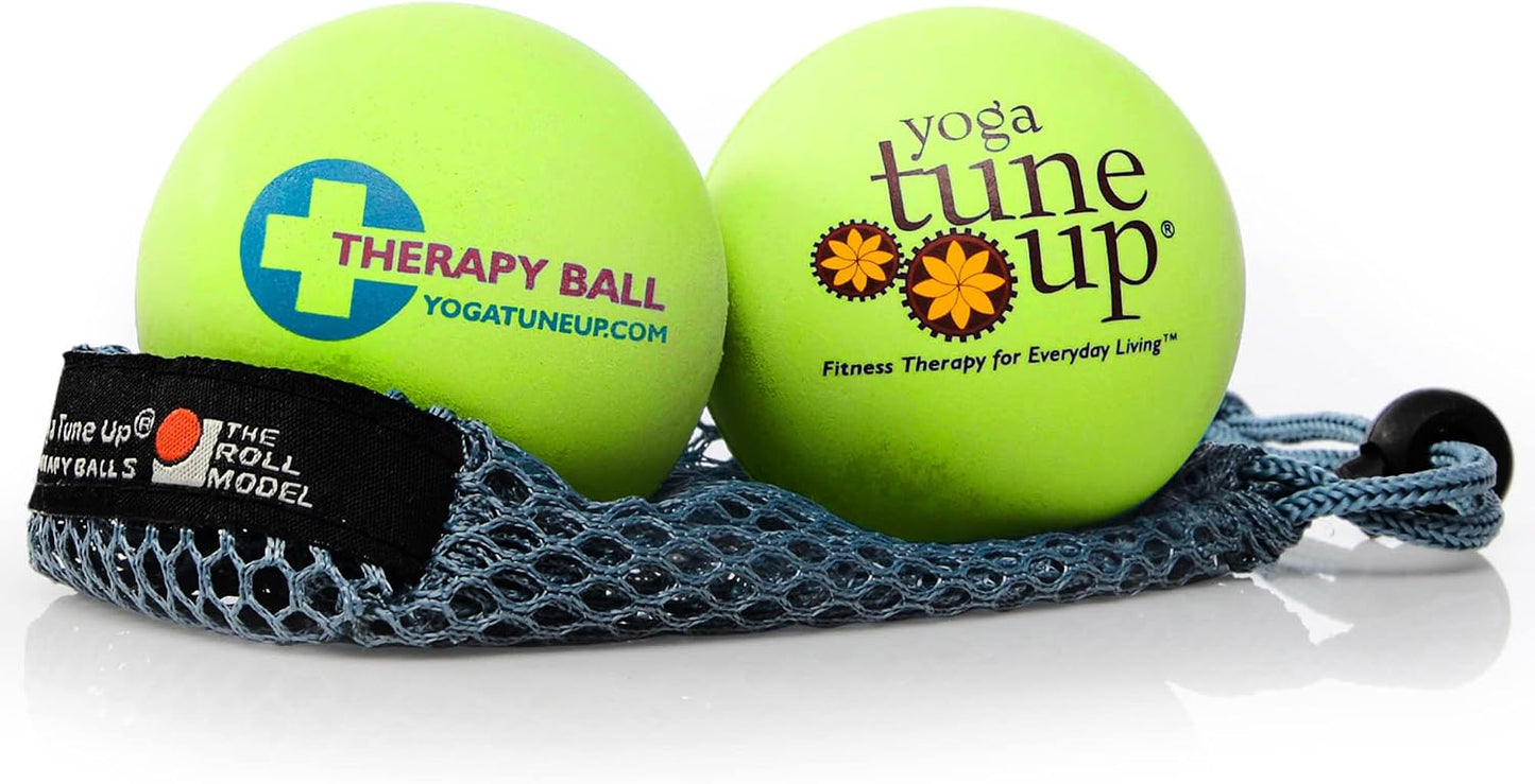 YOGA TUNE UP® Therapy Balls in Tote by Tune Up Fitness - Massage Balls for Trigger Point, Pressure Point & Myofascial Release - Use as Single or Peanut Ball for Pain Relief & Relaxation (Aqua Blue)