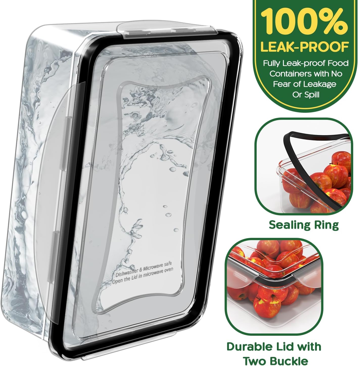 5 Pack Large Fruit Storage Containers for Fridge with Removable Colander | Plastic Food Storage Containers with Lids Airtight-Leak Proof Refrigerator Organizers and Storage of Vegetable