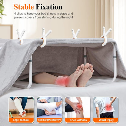 DePango Blanket Lifter for Feet, Adjustable Height Blanket Lifters for Foot of Bed, Aluminum Alloy Blanket Lifter for Foot Toes Leg Knee Post Surgery Recovery, Gifts for Seniors, 4 Clips Included