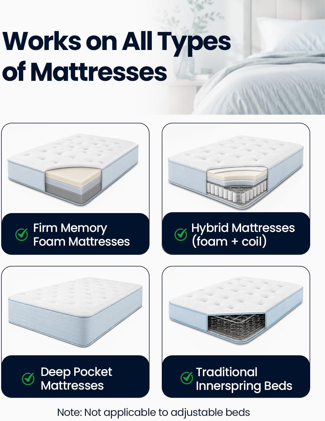 Bed Sheet Holders for Corners: 10 Clips with Side-Edge Locks (Not Just 4 Corners), One-Piece Bed Sheet Straps, No Metal & Anti-Slip, Heavy Duty Fitted Sheet Holder (Twin＆Full Style: 5-8in)