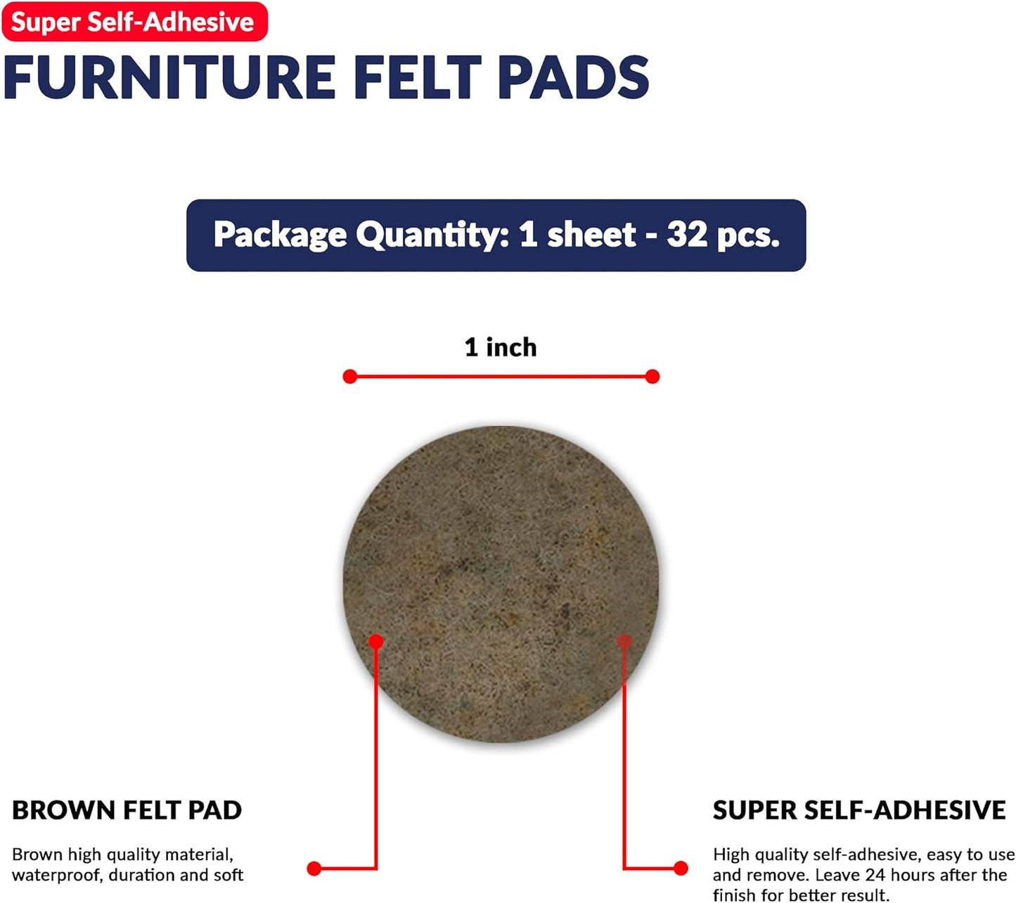 Furniture Felt Pads Brown 144 Pcs Strong Self Adhesive Protectors for Hardwood Floors Laminate Flooring Furniture Feet Chair Legs Table Cabinet Couch Non Scratch Peel Stick Felt Pad Set for All Floors