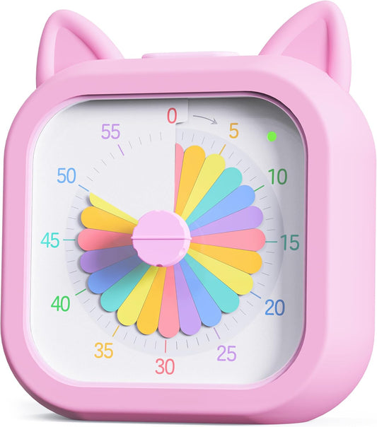 Owliwise Cat Visual Timer for Kids, 60 Min Countdown, 3 Sound Modes