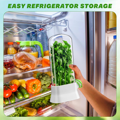 2 Pieces Herb Saver for Refrigerator Fresh Herb Keeper Cilantro Container for Fridge Saver Pod for Cilantro, Parsley, Asparagus, Keeps Vegetables for 2-3 Weeks(White)