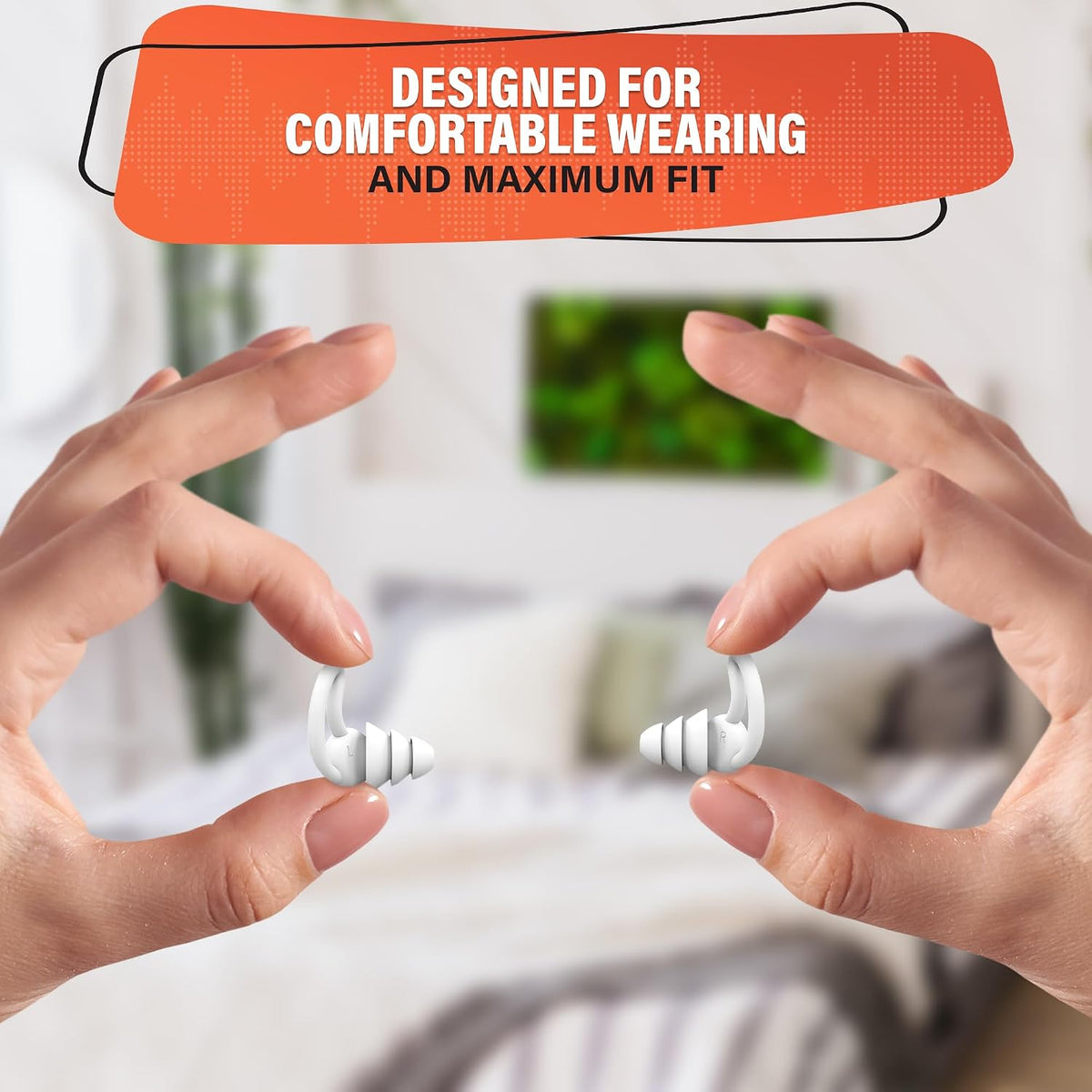 Reusable White Ear Plugs for Sleeping, Reduce 40 dB, Noise Canceling