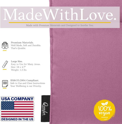 Qomfor - Microwavable Heating Pad - Mauve - 3-Chamber Design Heat Pack - Therapeutic Heat Wrap for Neck, Shoulders & Period Cramps Pain Relief - Reusable Hot/Cold Therapy Bag