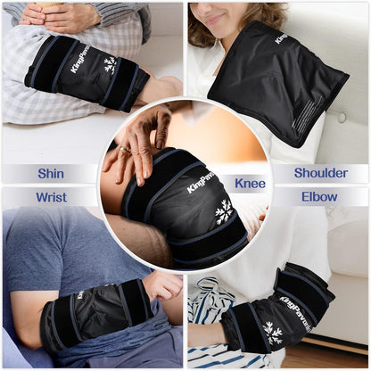 KingPavonini XXL Knee Ice Pack Wrap Around Entire Knee After Surgery, Large Reusable Gel Ice Pack for Injuries, Pain Relief, Swelling, Sports Injuries, 1 Pack (Blue)