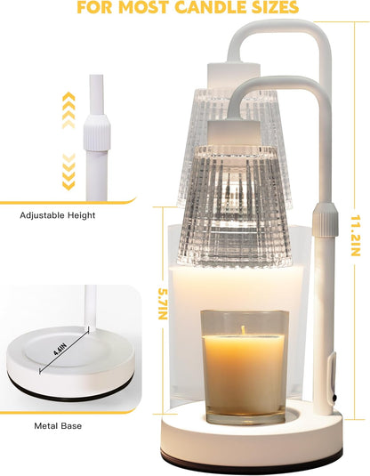 Silver Gray Candle Warmer Lamp with 24h Cycle Timer, Dimmable Wax Warmer