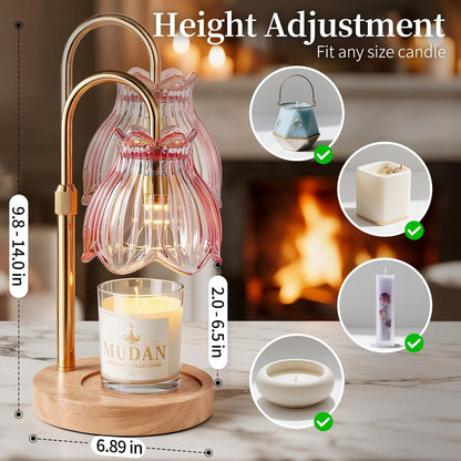 Flower Candle Warmer Lamp with Timer - Dimmable Electric Candle Lamp, Glod