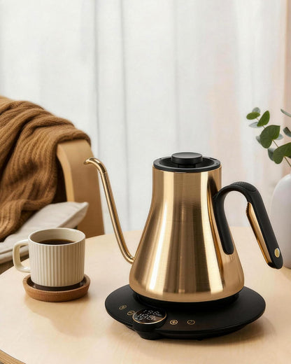 Cocinare Gooseneck Electric Kettle, ±1°F Precise Temperature Control, 1500W Fast Heating, Pour Over Coffee & Tea Kettle with Brew Timer & Keep Warm, Stainless Steel, 0.9L (Matte Black)