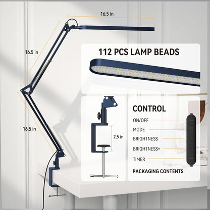 SKYLEO Desk Lamp for Home Office, Eye Comfortable LED Desk Light for Long Hours, Adjustable Swing Arm with Memory Function, Black
