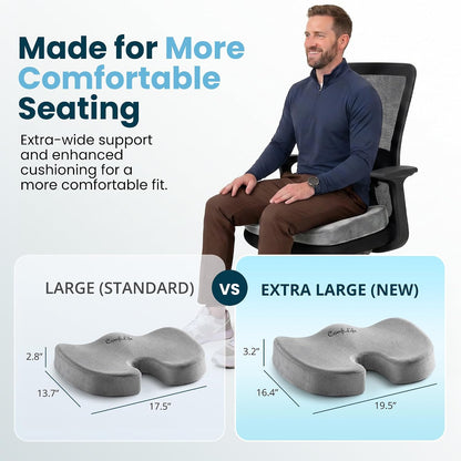 ComfiLife Premium Gel & Memory Foam Seat Cushion – Doctor Recommended Office Chair Cushion, Car Seat Cushion – Chair Cushions for Back & Sciatica Pain Relief – Seat Cushions for Office & Desk (Black)