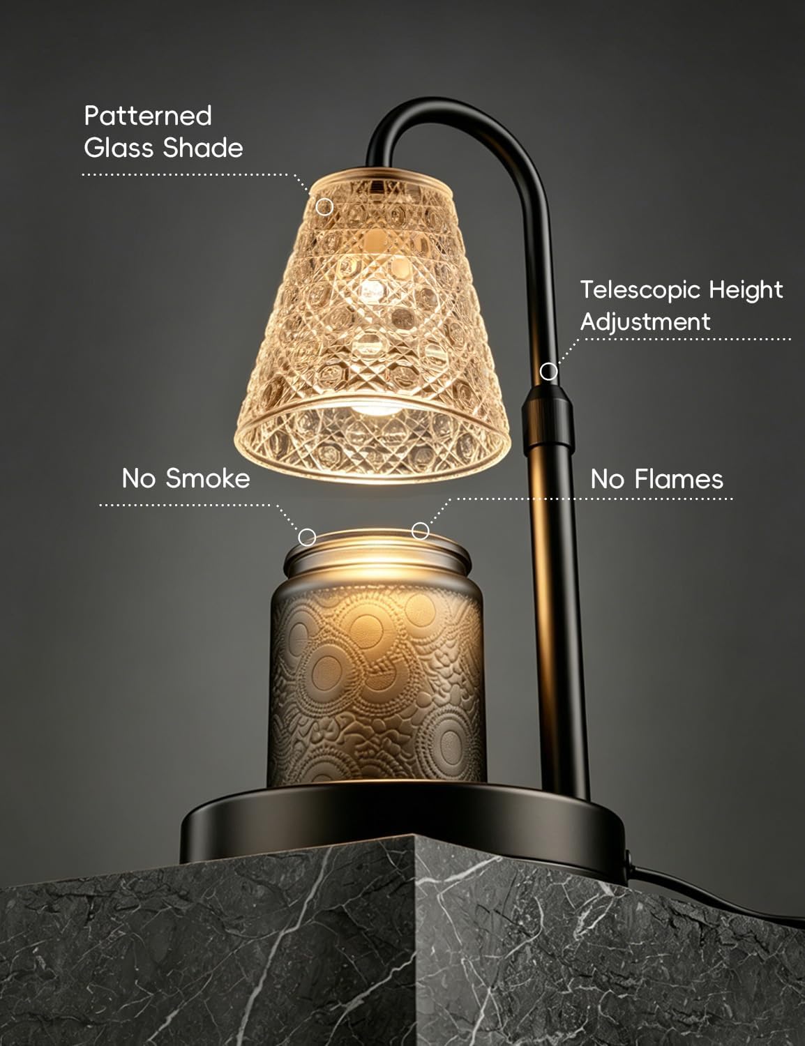 Candle Warmer Lamp with Timer Dimmable, Wax Melt Warmer, Black