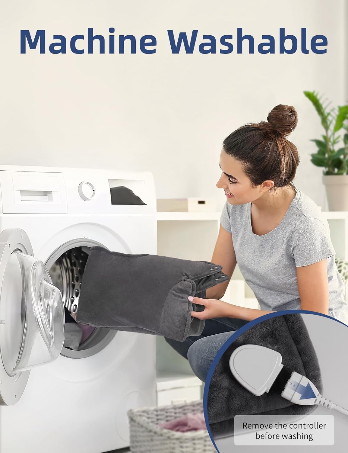 Heating Pad for Back, Shoulders, Abdomen & Waist, 6 Heat Levels & 4 Timer Settings, Moist/Dry Heat Option, Machine Washable