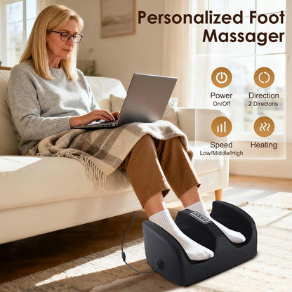 Foot Massager with Heat Electric Foot and Calf Massager Black | Deep Tissue Massage for Plantar Fasciitis, Neuropathy & Pain Relief Shiatsu and Roller Home Gifts for Women Men Mom Dad