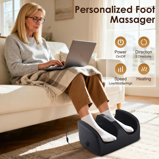 Foot Massager with Heat Electric Foot and Calf Massager Black | Deep Tissue Massage for Plantar Fasciitis, Neuropathy & Pain Relief Shiatsu and Roller Home Gifts for Women Men Mom Dad