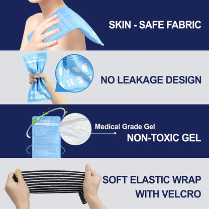 Pallesen Ice Packs for Injuries Reusable, Knee Ice Pack Wrap,Reusable Gel Hot Pack & Cold Pack Compress for Pain Relief,Rehabilitation, Flexible Therapy, for Knee, Back, Neck, Wrist, Ankle Pink