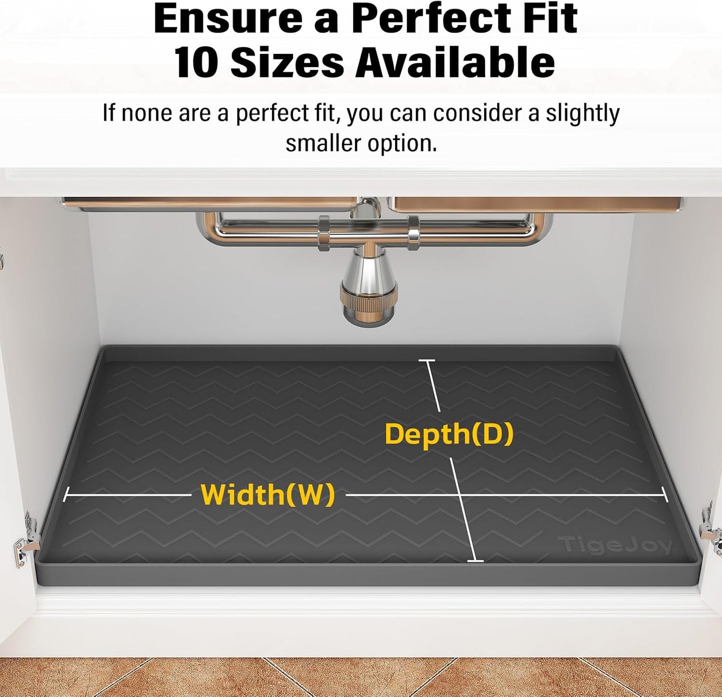 TigeJoy Under Sink Mats for Kitchen Waterproof 34" x 22", Cabinet Liner | Leak-Proof Silicone Mat Sink Protector, Kitchen Essentials Organizer and Storage,Boot or Shoe Tray, Pet Feeding Mat