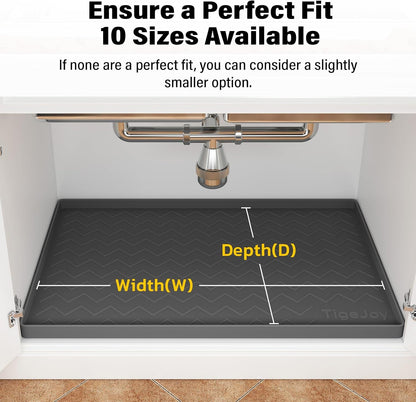 TigeJoy Under Sink Mats for Kitchen Waterproof 34" x 22", Cabinet Liner | Leak-Proof Silicone Mat Sink Protector, Kitchen Essentials Organizer and Storage,Boot or Shoe Tray, Pet Feeding Mat