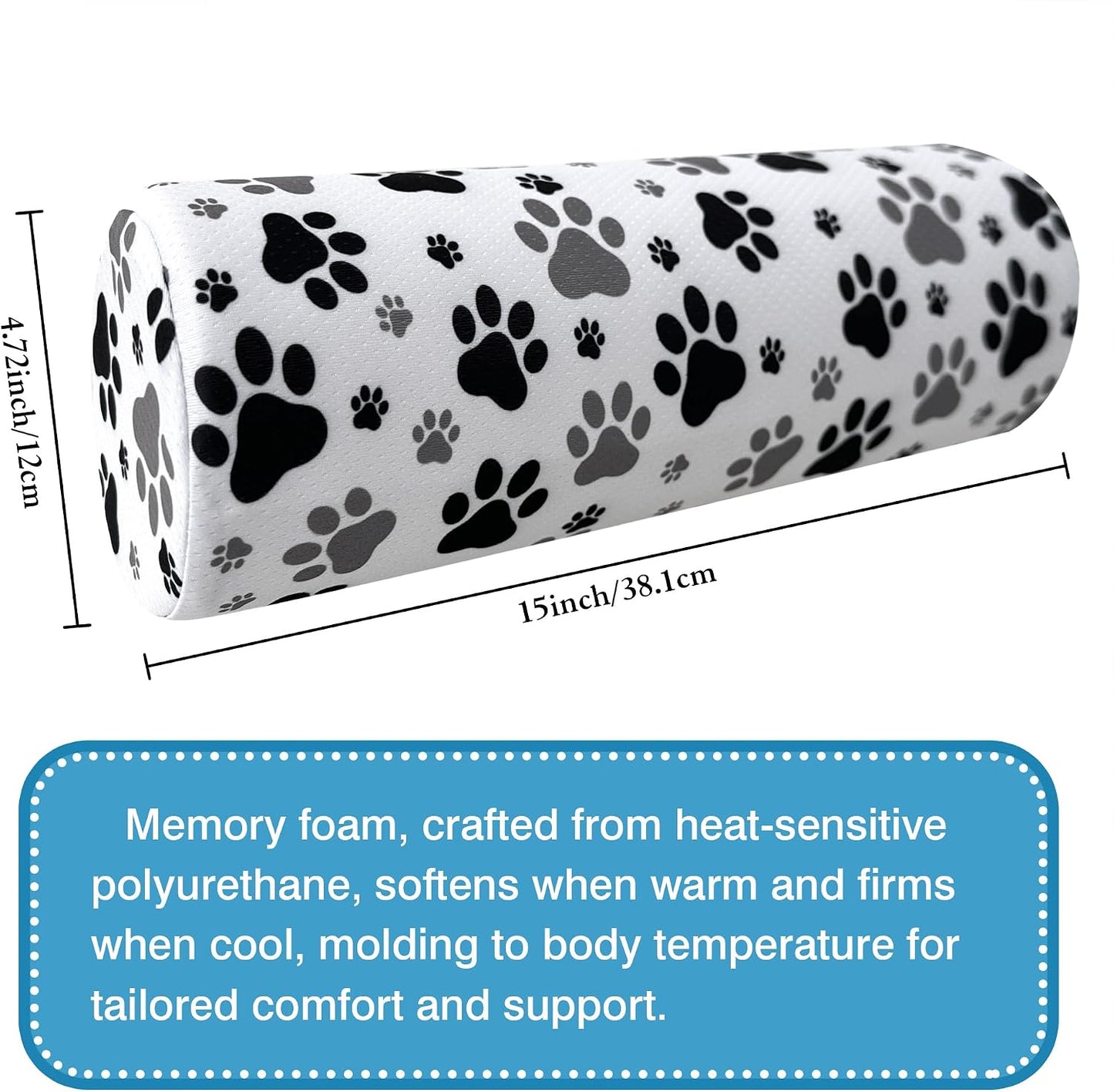 Neck Roll Pillow for Sleeping,Ergonomic Cylinder Tube Pillows for Cervical Spine and Neck Support,Versatile Roll Pillow for Bed,Office,and Travel,Memory Foam Bolster with Washable Cover