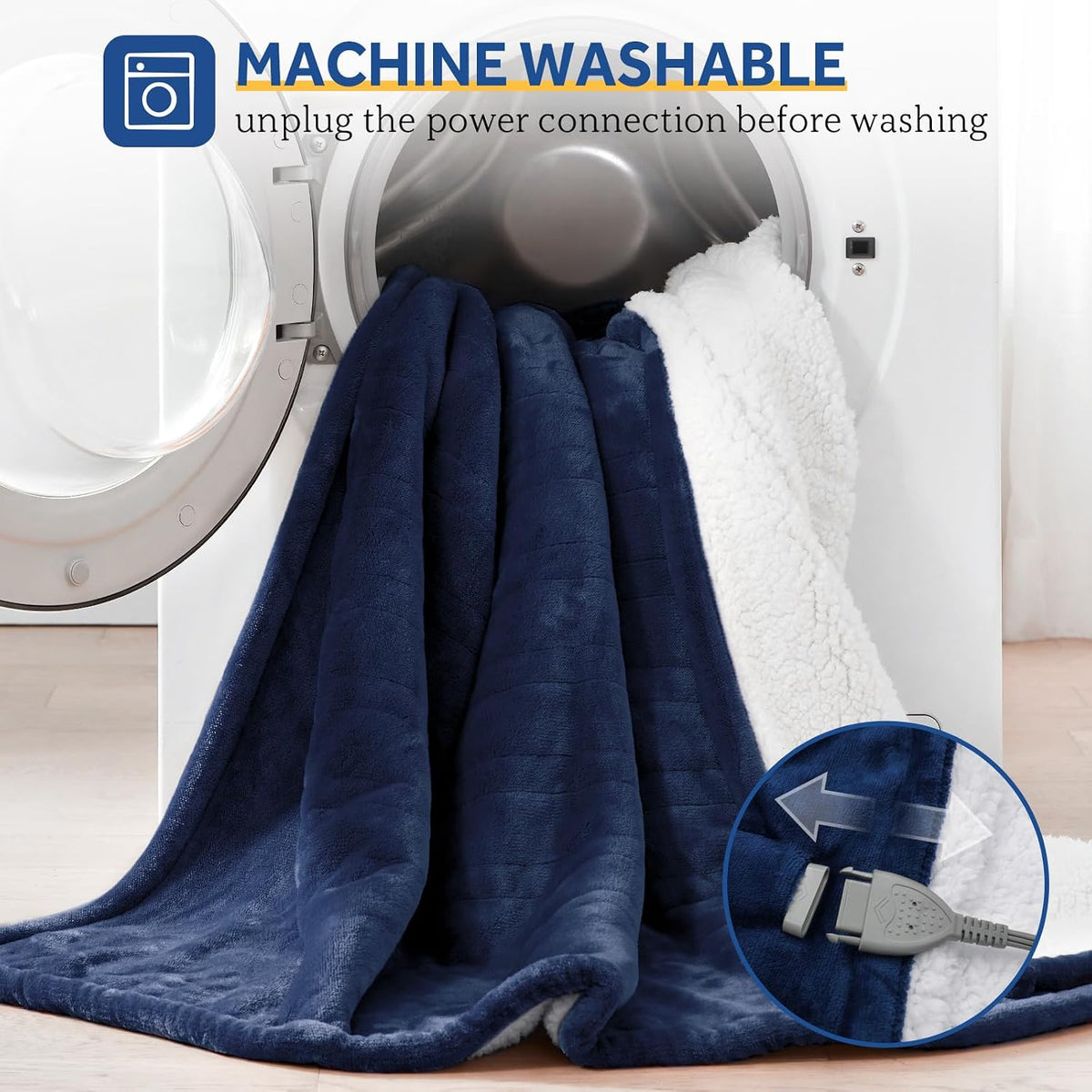 Sealy Electric Throw Blanket Heated Flannel & Sherpa Auto Shutoff 50"x60"
