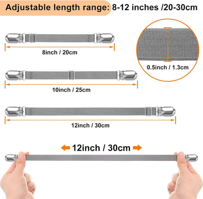 Boao 12 Pcs Bedsheet Strap Elastic Clip, White, 4-8 Inch Length