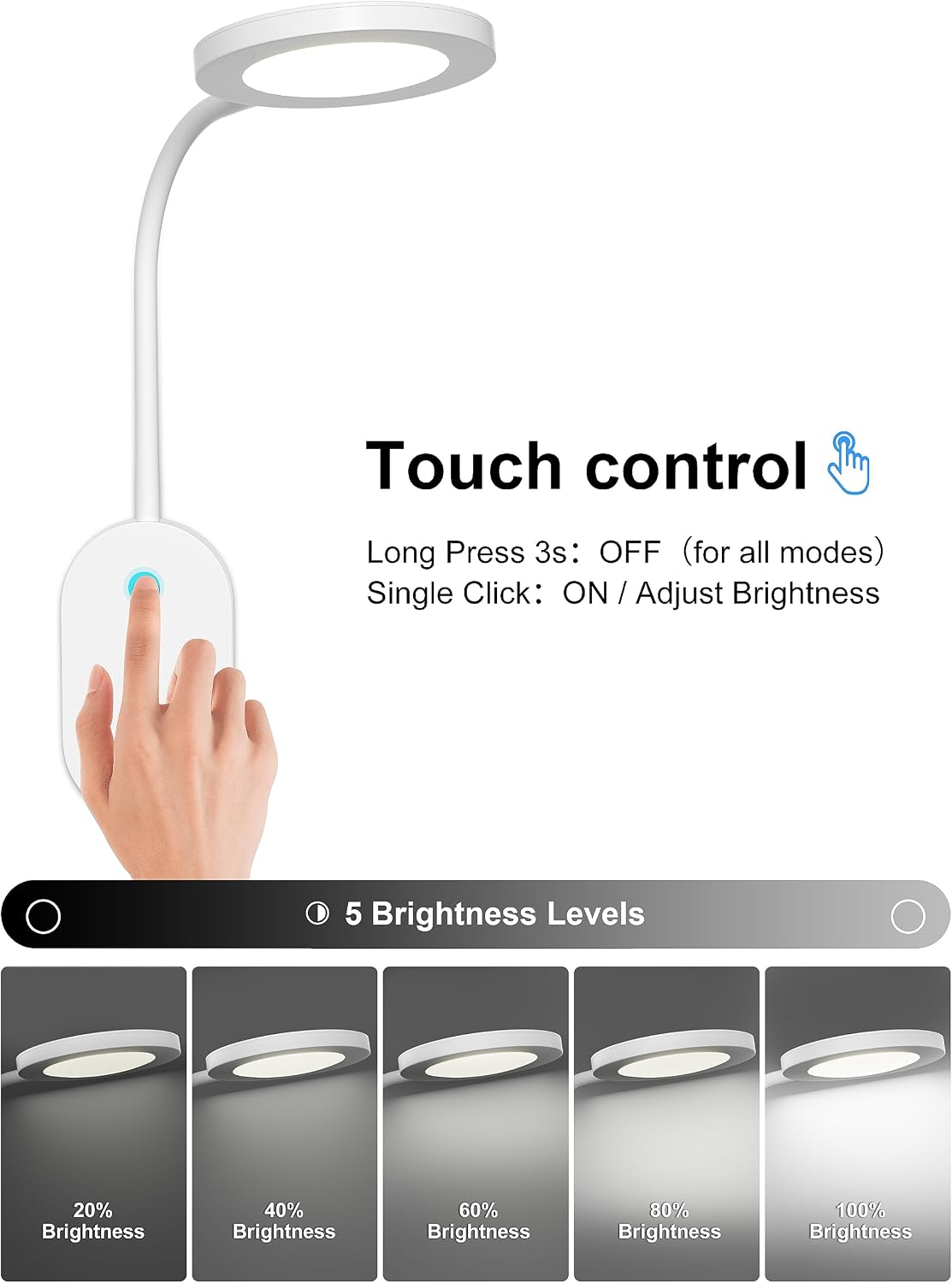 deeloop LED Wall Mounted Reading Light for Bed, Book Light for Wall Bedside Lamp with USB Output, 4 Hour Auto-Off Timer Lights，Eye-Caring Reading Lamp with 5 Dimmable 360° Rotation Headboard Light | Five dimmable levels and a 360° adjustable head direct