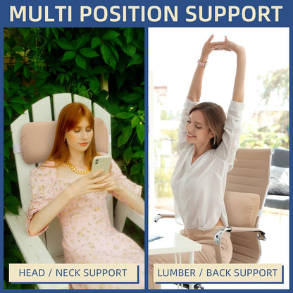 Headrest Pillow for Patio Chaise Lounge, 2 Packs Head Pillow with Elastic Band for Zero Gravity Lounge Chair, Head Neck Rest Pillow Lumbar Pillow, Beige