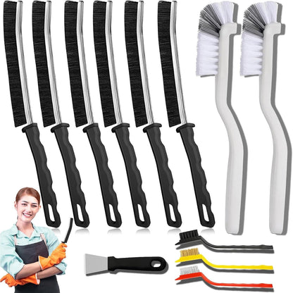 Crevice Cleaning Brush Set, Hard Bristle Gap Scrubber Tools for Bathroom Grout, Window Tracks & Shower Doors, Deep Cleaning Home Essentials & Practical Housewarming Gifts 12-Pack
