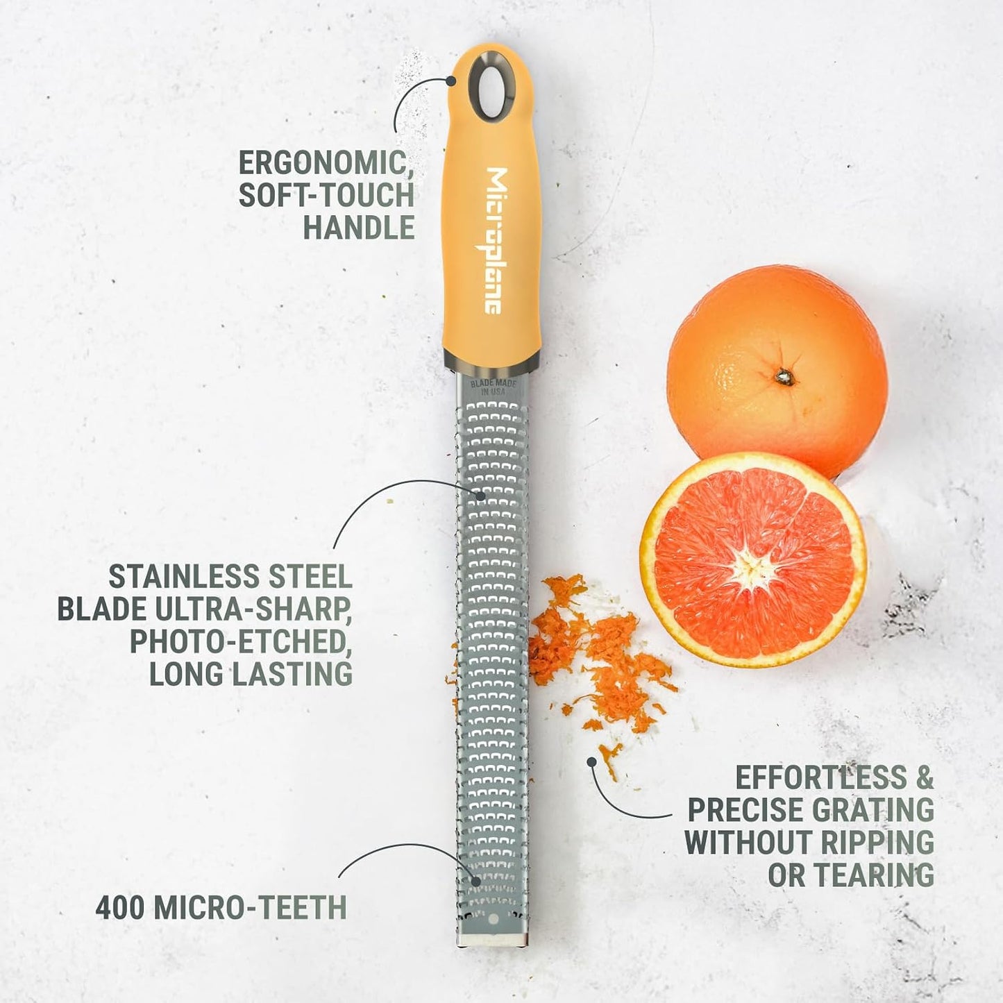 Premium Classic Series Zester - Lipstick Pink | Lemon Zester tool, Hard Cheese & Vegetable Grater | For Citrus, Parmesan Cheese, Garlic, Ginger, Nutmeg | Fine Stainless Steel Blade, Made in USA