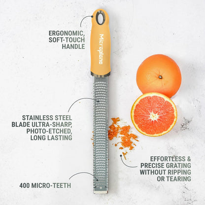 Premium Classic Series Zester - Lipstick Pink | Lemon Zester tool, Hard Cheese & Vegetable Grater | For Citrus, Parmesan Cheese, Garlic, Ginger, Nutmeg | Fine Stainless Steel Blade, Made in USA