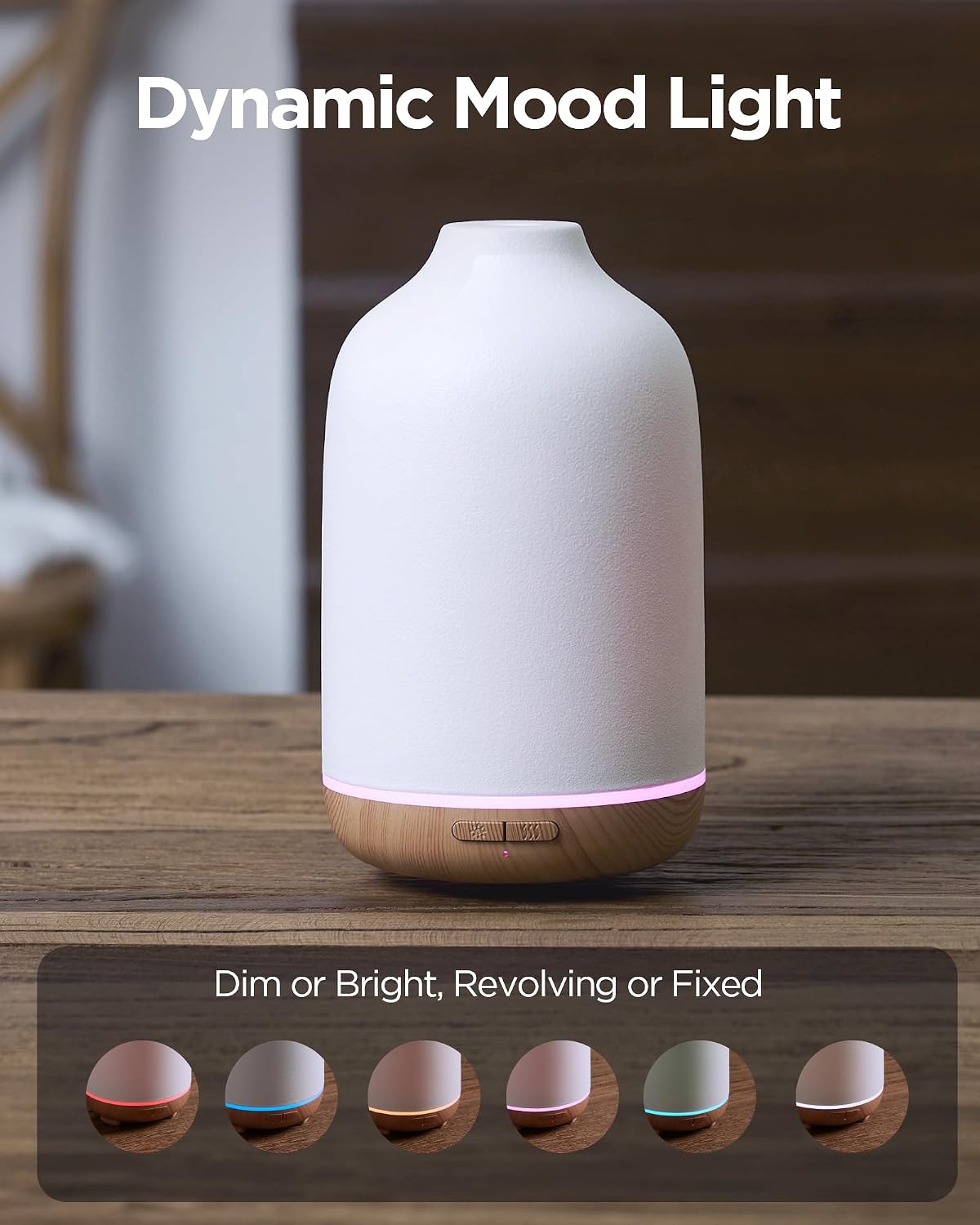 InnoGear Essential Oil Diffuser, 150ml Ceramic Stone Diffuser Handcrafted Aromatherapy Diffusers Ultrasonic Cool Mist Humidifier Vaporizor with 2 Mist Modes Waterless Auto Off for Room Office, White