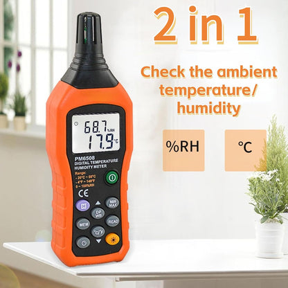PM6508 High Precision Handheld LCD Digital Temperature Humidity Meter Thermometer Hygrometer for Home and Industrial Using 7.12.41.1in