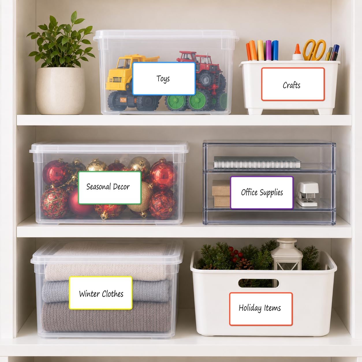 Dry Erase Labels Stickers, 3x5 Inch Reusable Notes for Storage Bins, 20 Pcs | Reusable dry erase labels with removable adhesive for home, office and classroom organization