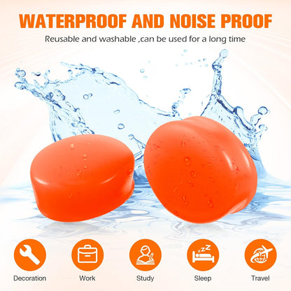 Frienda 21 Pairs Silicone Ear Plugs for Sleeping,Blue, Orange, Rose Red