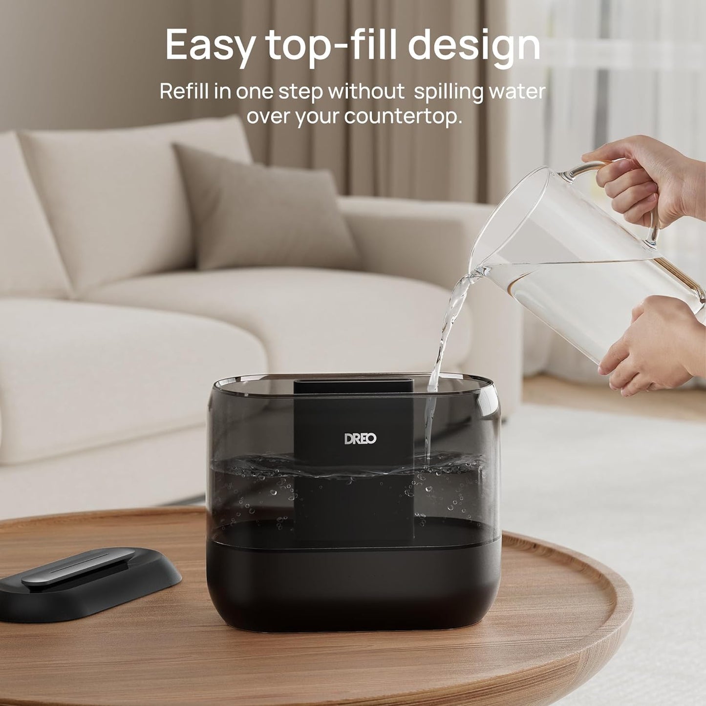 DREO 4L Humidifiers for Bedroom, 36H Runtime, 28 dB Quiet, HM311 | Easy to Refill & Clean, BPA-Free, Nightlight, Supersized Air Humidifiers for Large Room, Baby Nurseries, Plants, Indoor