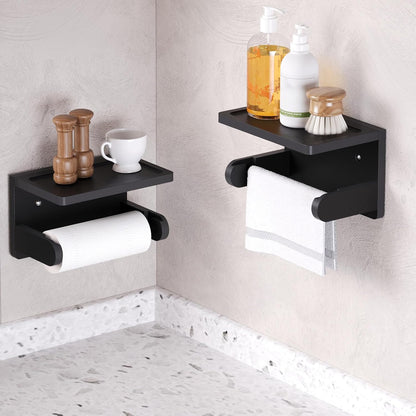 VERTORGAN 1 Pack Bamboo Toilet Paper Holder with Phone Shelf(Brown) | Bathroom Tissue Holder,Wall Mounted Rack,Space-Saving Organizer,Phone Shelf Stand,Easy Installation,Toilet Paper Rack
