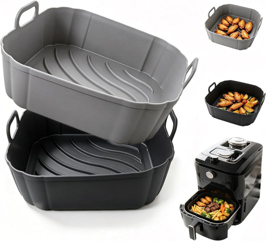Redfly 2 Pack Silicone Air Fryer Liners,Square Reusable to 8.5in Air Fryer