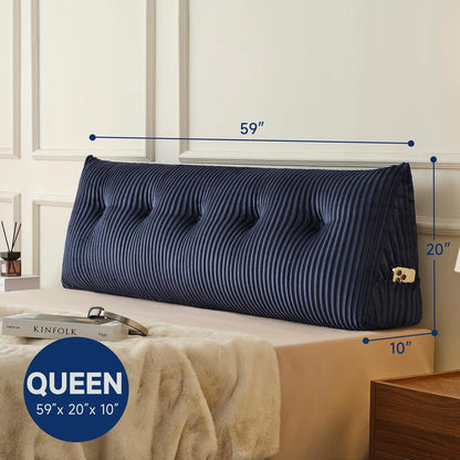 Z-hom Headboard Pillow, Wedge Backrest Cushion, Queen Size,NO Roll Pillow | Grey Triangular Backrest Cushion Equipped,NO Roll Pillow,Ideal for Reading,Sitting Up in Bed&Filling Headboard Gaps