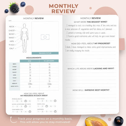 Clever Fox Wellness Planner & Food Journal for Weight Loss, A5 Orange | 5.8"x8.3" nutrition & exercise tracker for women tracking meals, diet & symptom diary, calorie counter notebook, stickers