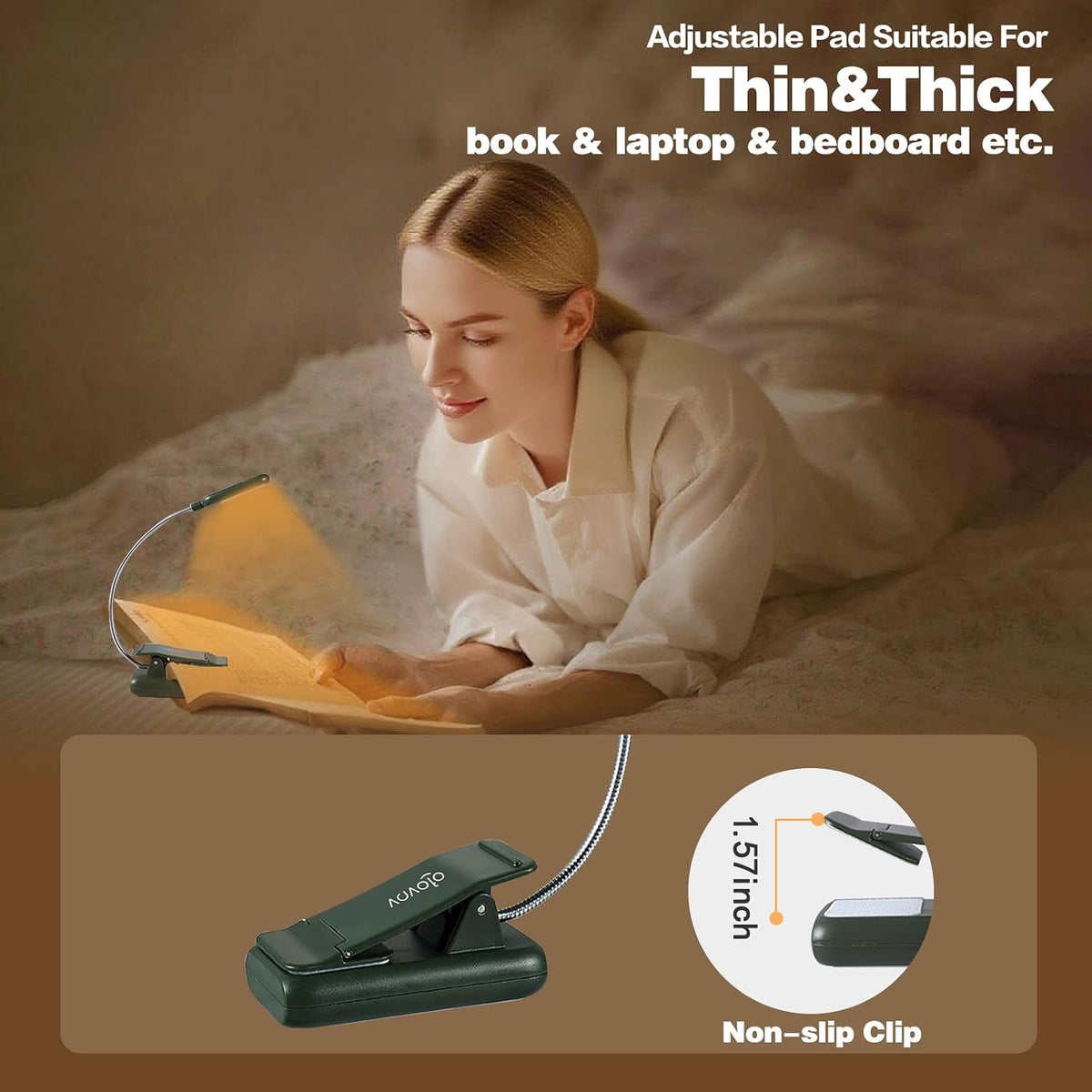 VAVOFO Rechargeable Reading Light, Clip on Book Light for Reading in Bed