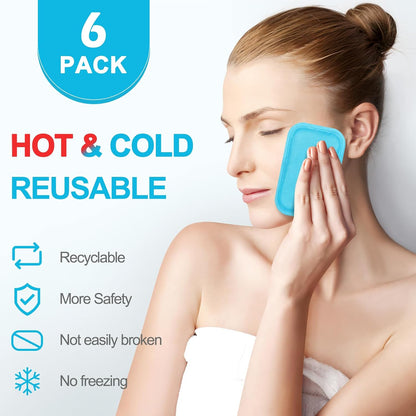 Reusable Small Ice Packs - Hot & Cold Mini Gel Cold Packs for Injuries, Sinus Relief, Tired Eyes, Headaches, First Aid, Pain Relief, Wisdom Teeth, Face - 6 Packs