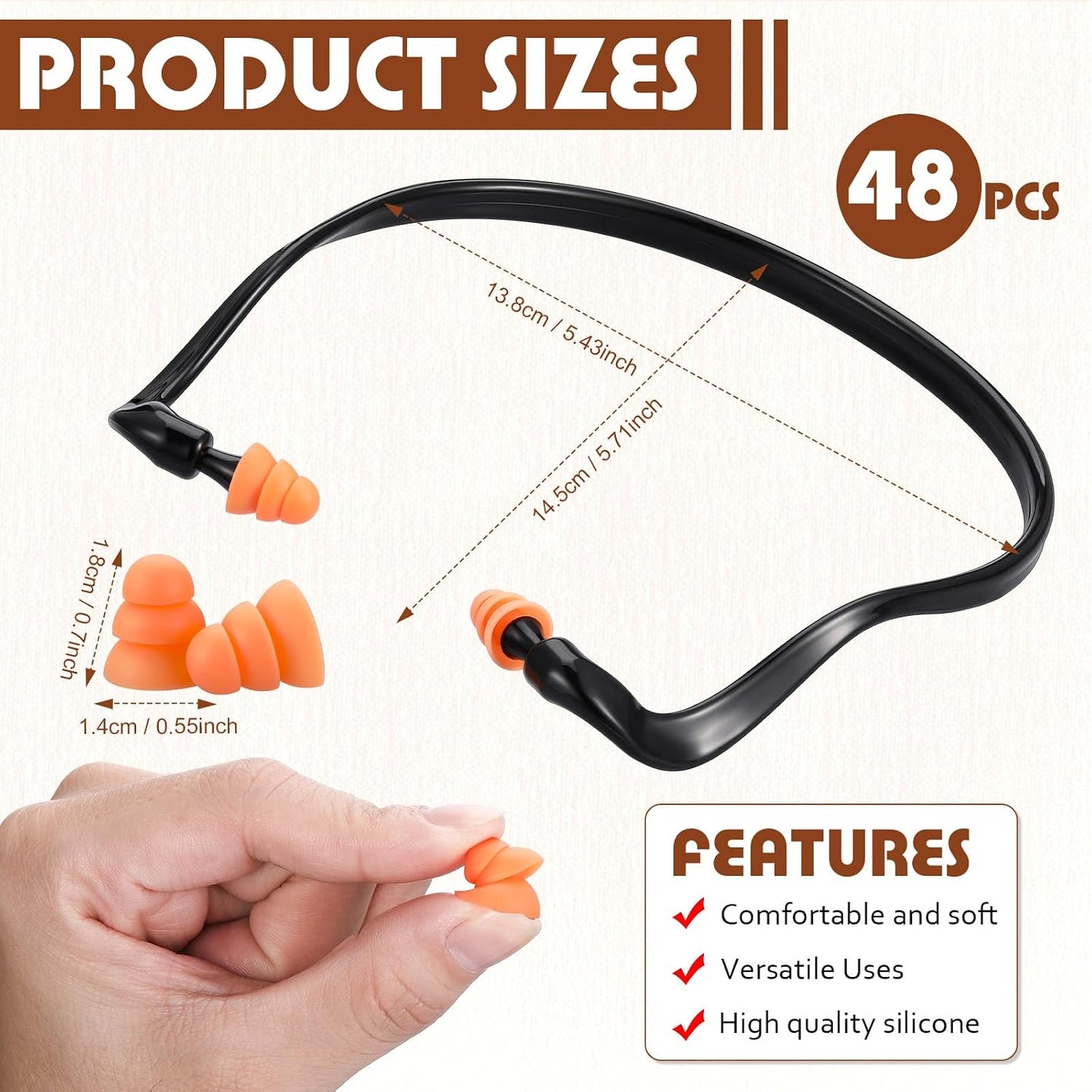 LEIFIDE 24 Pcs Banded Ear Plugs for Shooting Range Silicone Reusable Ear Protection Plugs Noise Cancelling Lightweight Earplug for Hearing Protection Sleeping Work Construction Concerts Reduction