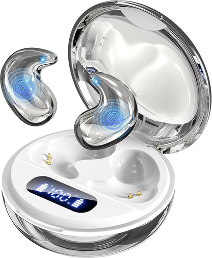 Side Sleeper Sleep Earbuds, Ultra Flat Invisible Hidden Bluetooth Headphones, Zero Pressure White Noise Sleep Earphones, No Lights or Pop-Up Alerts for All Night Comfortable Undisturbed Sleep