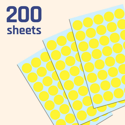2000 Pack, 3/4" Round Colored Dot Stickers Labels - 10 Colors