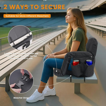 25in 5.12" Extra Thick&Wide Heated Stadium Seat for Bleachers | Sofa Style Design Thick Bleacher Chair With Back and Comfy Cushion, 6 Reclining Positions, 3 Heat Levels (NO Battery)